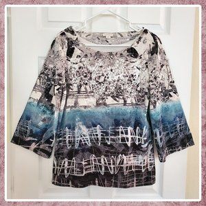 Chico's Velvet Print 3/4 Sleeve Top